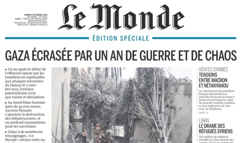 7-octobre : la une du journal Le Monde a bien traité l’anniversaire de l’attaque, contrairement aux critiques