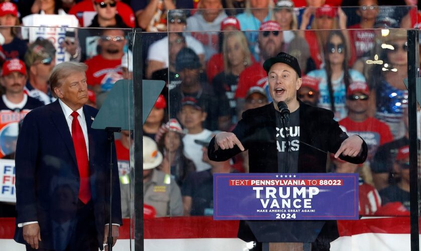 Donald Trump et Elon Musk au meeting du premier, le 5 octobre, à Butler (Pennsylvanie).