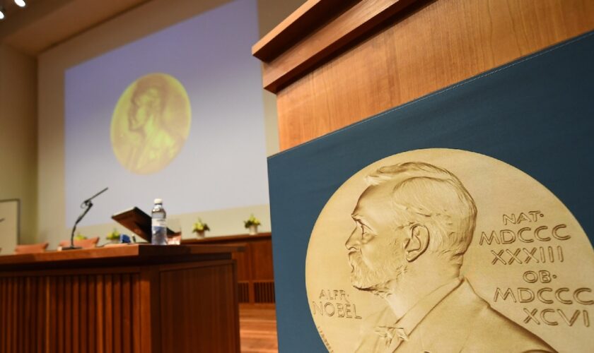 Une médaille du prix Nobel, le 2 octobre 2017 avant l'annonce du gagnant du prix de médecine à Stockholm