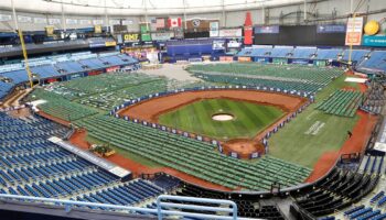 Hurricane Milton's impending arrival causes Tropicana Field to transform into base camp for Florida workers