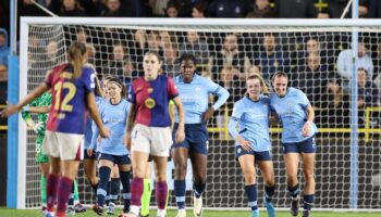 Bunny Shaw scores as Man City shock holders Barcelona in Women’s Champions League