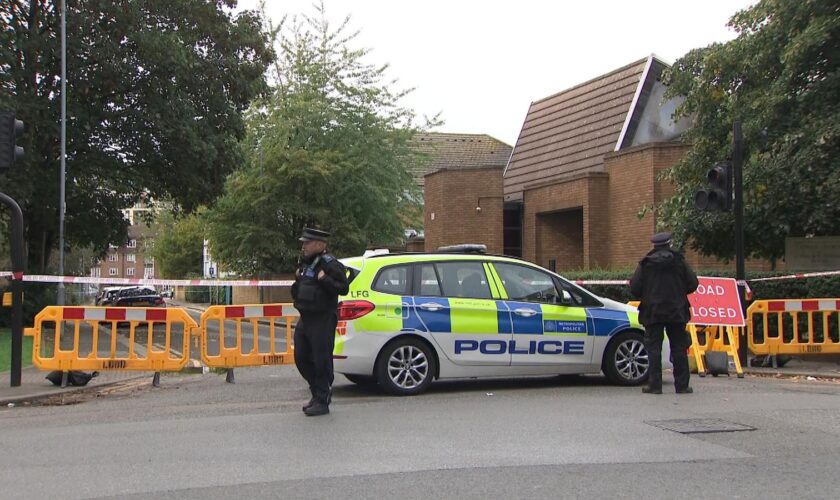 Police corner off the scene in Barking, east London