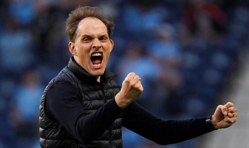 Thomas Tuchel celebrates after Chelsea score in the 2021 Champions League final. Pic: Reuters