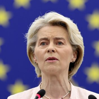 La présidente de la Commission européenne Ursula von der Leyen s'exprime devant le Parlement européen à Strasbourg le 18 juillet 2024