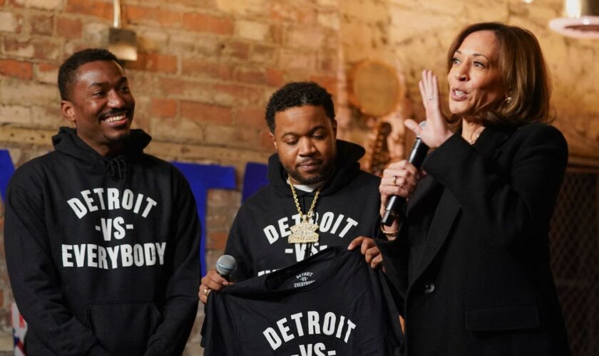 Kamala Harris campaigning in Detroit. Pic: Reuters