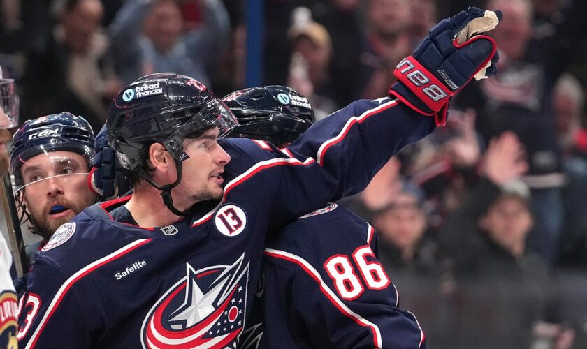 Johnny Gaudreau's best friend on Blue Jackets scores goal, points to late star's name hanging in rafters