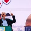 Photo d'archive de Yahya Sinouar, chef du mouvement islamiste palestinien Hamas dans la bande de Gaza, lors d'un discours dans la ville de Gaza, le 14 avril 2023