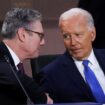 U.S. President Joe Biden looks at Britain's Prime Minister Keir Starmer at a meeting of the North Atlantic Council at the level of Heads of State and Government, Indo-Pacific and European Union during NATO's 75th anniversary summit in Washington, U.S., July 11, 2024. REUTERSLeah Millis