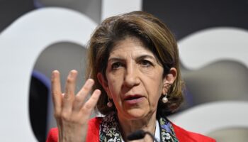 La directrice générale du CERN, Fabiola Gianotti, s'exprime lors du lancement d'un institut quantique ouvert (OQI) au CERN (Organisation européenne pour la recherche nucléaire) à Meyrin, près de Genève, le 13 octobre 2023.