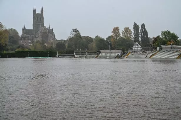 Shocking flood scenes as Storm Ashley sees River Severn burst banks