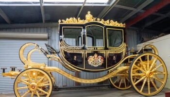 King Charles' new carriage revealed as gold-covered creation prepared for Sydney tour