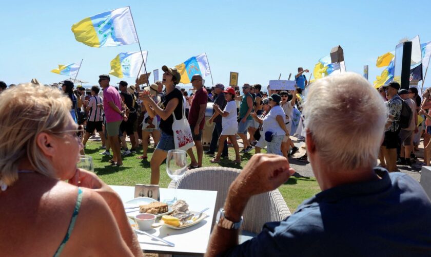 Protestors in Gran Canaria. Pic: Reuters