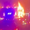 Terrifying moment Tesco lorry goes up in flames on the M25: Major road closed as fire crews battle inferno