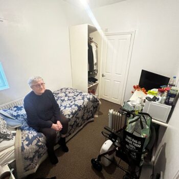 Disabled pensioner forced to wash in sink of tiny hotel room after being kicked out of her flat