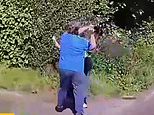 Moment neighbour from hell, 59, launches at woman with a shovel during spate of horror attacks on couple