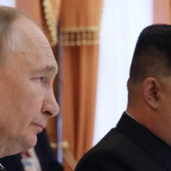 Russia's President Vladimir Putin and North Korea's leader Kim Jong Un attend a press conference following their talks in Pyongyang, North Korea June 19, 2024. Sputnik/Gavriil Grigorov/Pool via REUTERS ATTENTION EDITORS - THIS IMAGE WAS PROVIDED BY A THIRD PARTY.