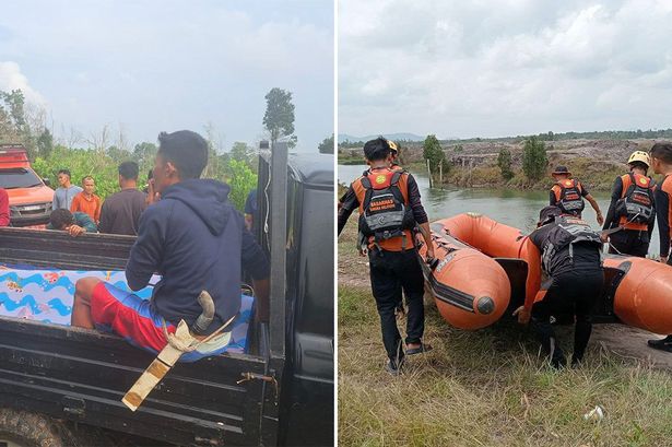 Crocodile pounces to kill tin miner while he washes feet in river as beast drags him to his death