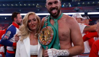 Tyson Fury with his wife Paris after winning against Dillian Whyte in 2022. Pic: Action Images/Reuters