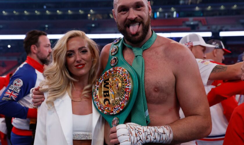 Tyson Fury with his wife Paris after winning against Dillian Whyte in 2022. Pic: Action Images/Reuters