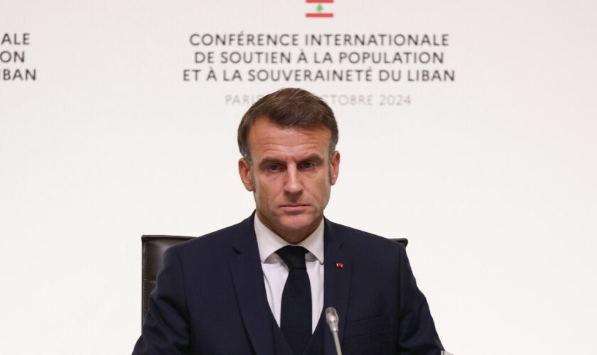 Emmanuel Macron lors de la conférence internationale sur le Liban, à Paris, le 24 octobre 2024