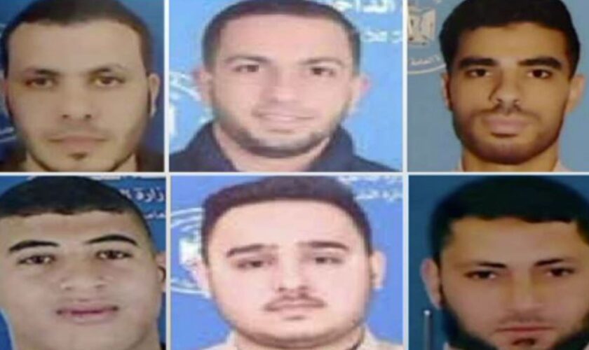 Top left to bottom right: Al Jazeera journalists Alaa Salameh, Anas al-Sharif,  Talal Arrouki, Hossam Shabat, Ashraf Salameh and Ismael Abu Omar