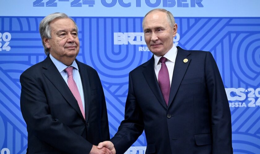 Poutine Guterres à Kazan le 24 octobre 2024