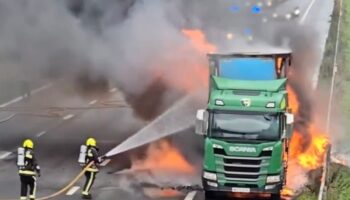 Massive lorry fire on M5 motorway sparks major delays