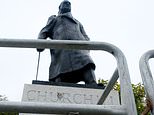 Winston Churchill's statue and the Cenotaph are guarded by ring of steel ahead of protests today by Tommy Robinson's followers and counter-demonstrators on the streets of London