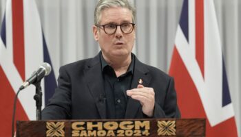 Keir Starmer speaks at news conference after Commonwealth meeting. Pic: Reuters