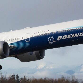 Le programme du 777X, dernier né de Boeing, retardé par un problème de certification, à Everett dans le nord-ouest des Etats-Unis, le 25 janvier 2020