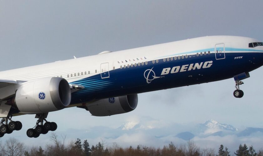 Le programme du 777X, dernier né de Boeing, retardé par un problème de certification, à Everett dans le nord-ouest des Etats-Unis, le 25 janvier 2020