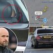 Erik ten Hag is seen for the first time since his Man United sacking as he hides in the back of a Mercedes and heads to the airport to board a private jet back to the Netherlands