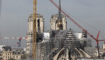 Les travaux de reconstruction de Notre-Dame de Paris le 14 mars 2024