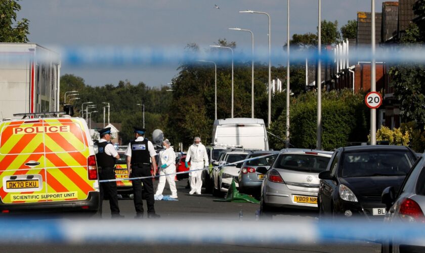 Police at the scene after the stabbings in Southport. Pic: Reuters