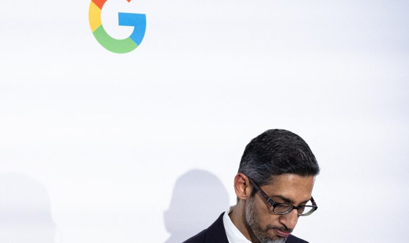 Sundar Pichai, le PDG d'Alphabet lors de l'inauguration d'un centre d'intelligence artificielle Google à Paris, en février 2024.