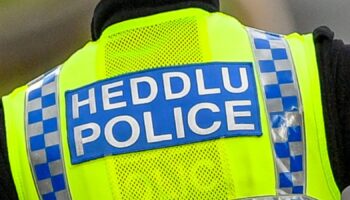 Welsh police pull over cars at a checkpoint during firebrake vehicle patrols close to the border between Carmarthenshire and Pembrokeshire, Wales. First Minister Mark Drakeford will unveil new national coronavirus measures for Wales on Monday. Pic date: 2 November 2020