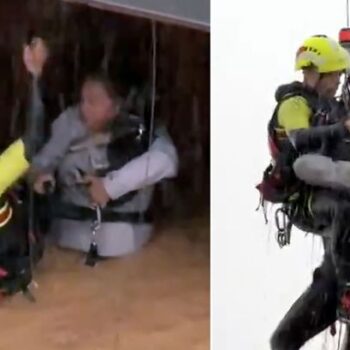 Spain floods: Nail-biting moment woman and her dog airlifted from rushing floodwaters