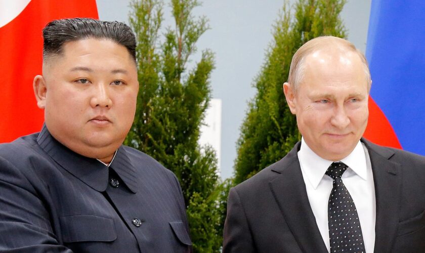 Vor fünf Jahren begrüßte der russische Präsident Wladimir Putin (r.) Kim Jong Un aus Nordkorea in Wladiwostok