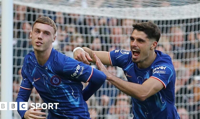 Cole Palmer celebrates scoring against Newcastle