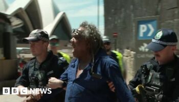 Aboriginal protester arrested during King's Sydney tour