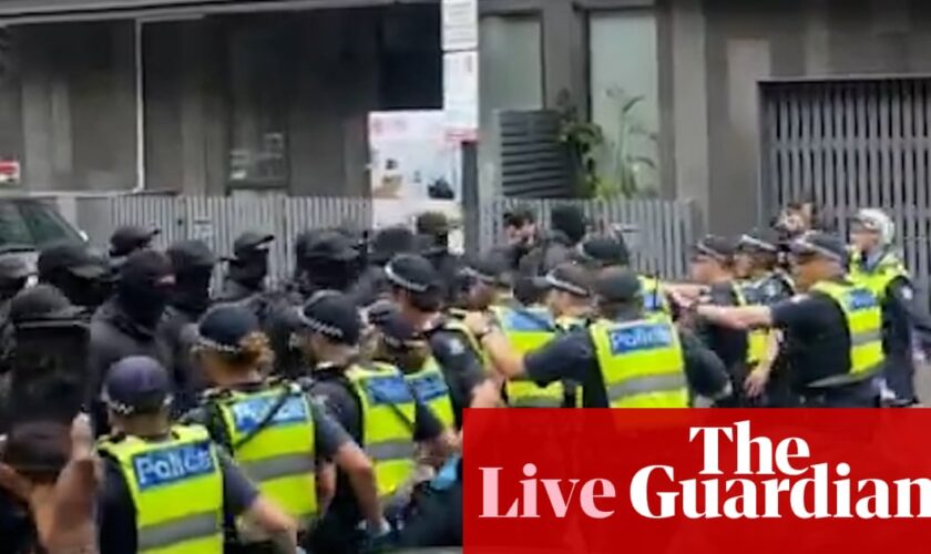 Australia news live: police pepper spray neo-Nazi rally in Melbourne; Bruce Lehrmann to learn fate of appeal