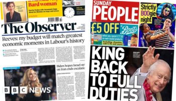 'Budget to match Labour best' and 'King back to full duties'