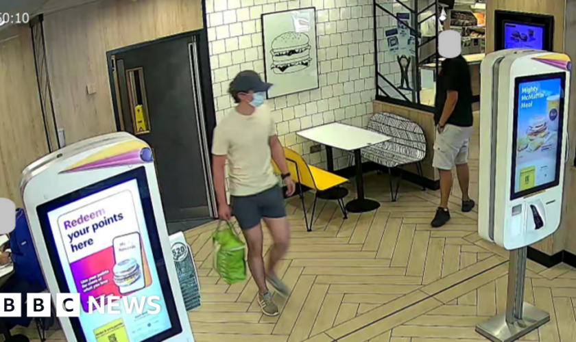 CCTV shows Khalife changing clothes in McDonald's