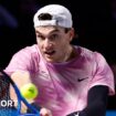 Jack Draper hits a backhand return in the Erste Bank Open in Vienna