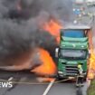 Drivers asked to stay in cars as fire closes M5