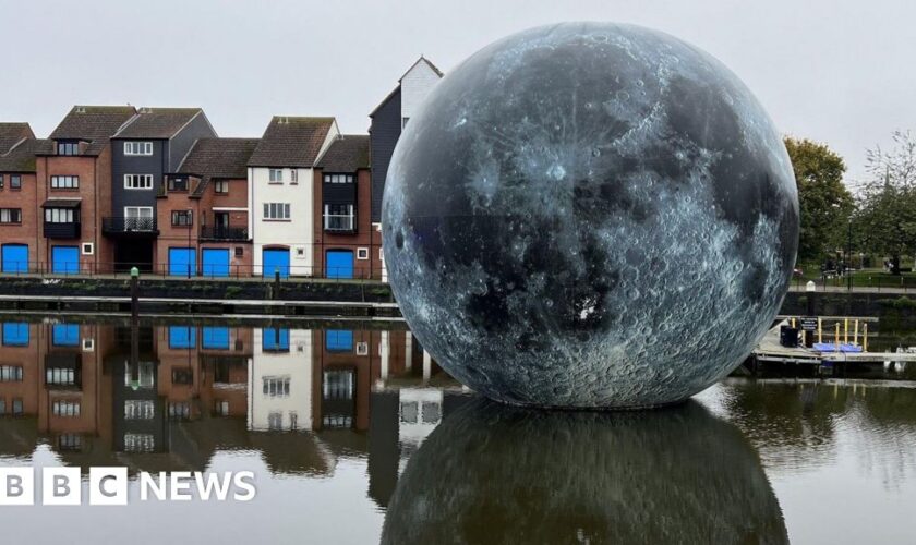 Fallen Moon art installation deflates due to high winds