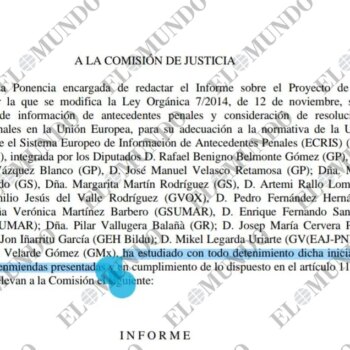 Los ponentes del PP firmaron haber "estudiado con todo detenimiento" la reforma que beneficia a los etarras, y todas "las enmiendas presentadas"