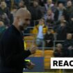 Pep Guardiola celebrates Manchester City's goal