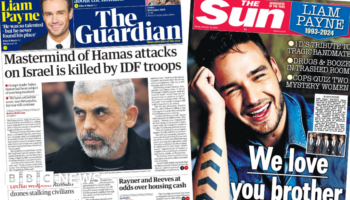 Newspaper headlines: 'Death of Hamas mastermind' and One Direction tribute to 'brother' Liam