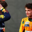 McLaren's Lando Norris talking to Max Verstappen after qualifying for the United States Grand Prix